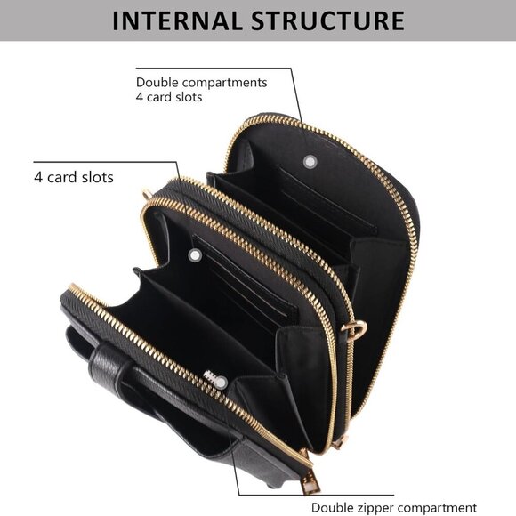 Small Faux Leather Crossbody Bag for Women Compact Phone Wallet Purse - Picture 5 of 7